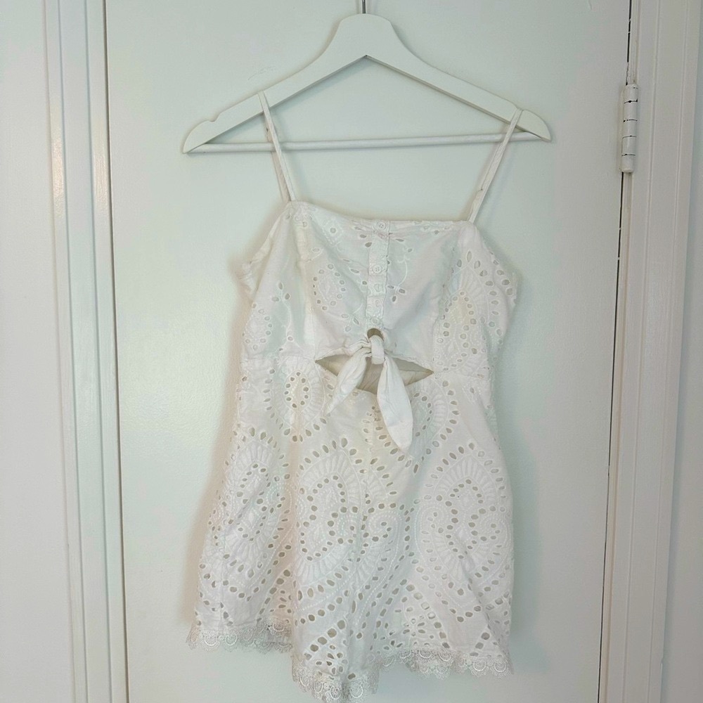 Lulu's Eyelet White Romper - Medium
